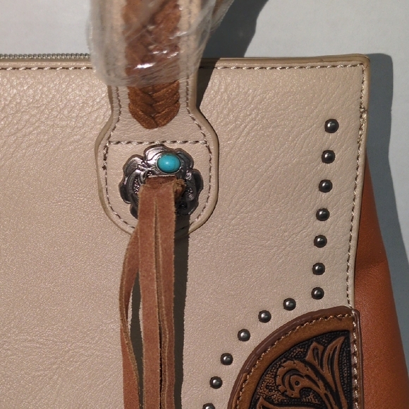 Montana West Tan and Brown Tote Bag - Picture 4 of 16